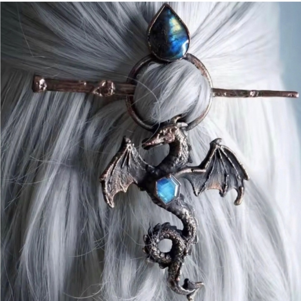 Handcrafted Blue Dragon Hairpin